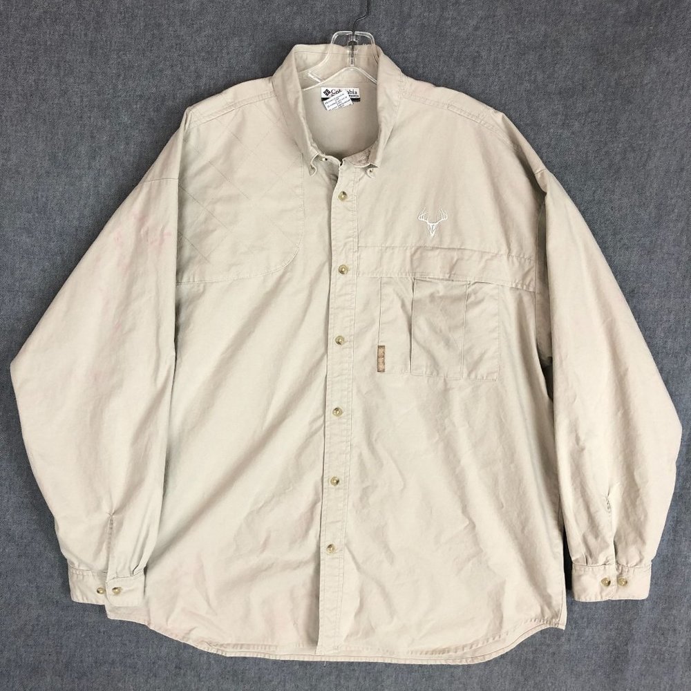 Columbia Shooting Shirt XXL Button Up Long Sleeve Padded Outdoor Khaki Men's
